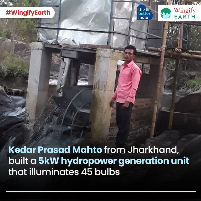 Kedar Prasad Mahto created a 5kW hydropower unit that lights up 45 bulbs