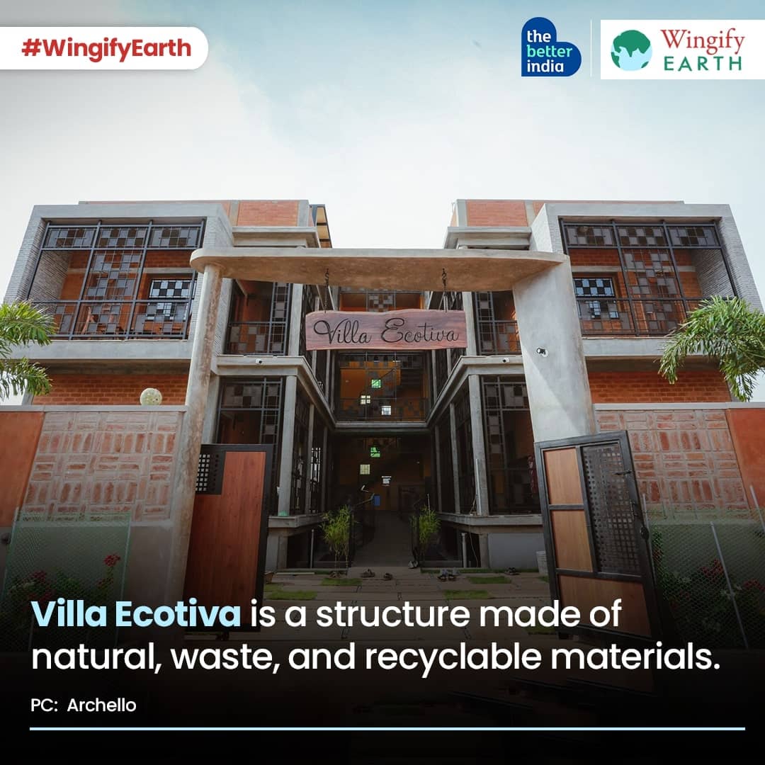 Villa Ecotiva is a structure made of natural, waste, and recyclable materials