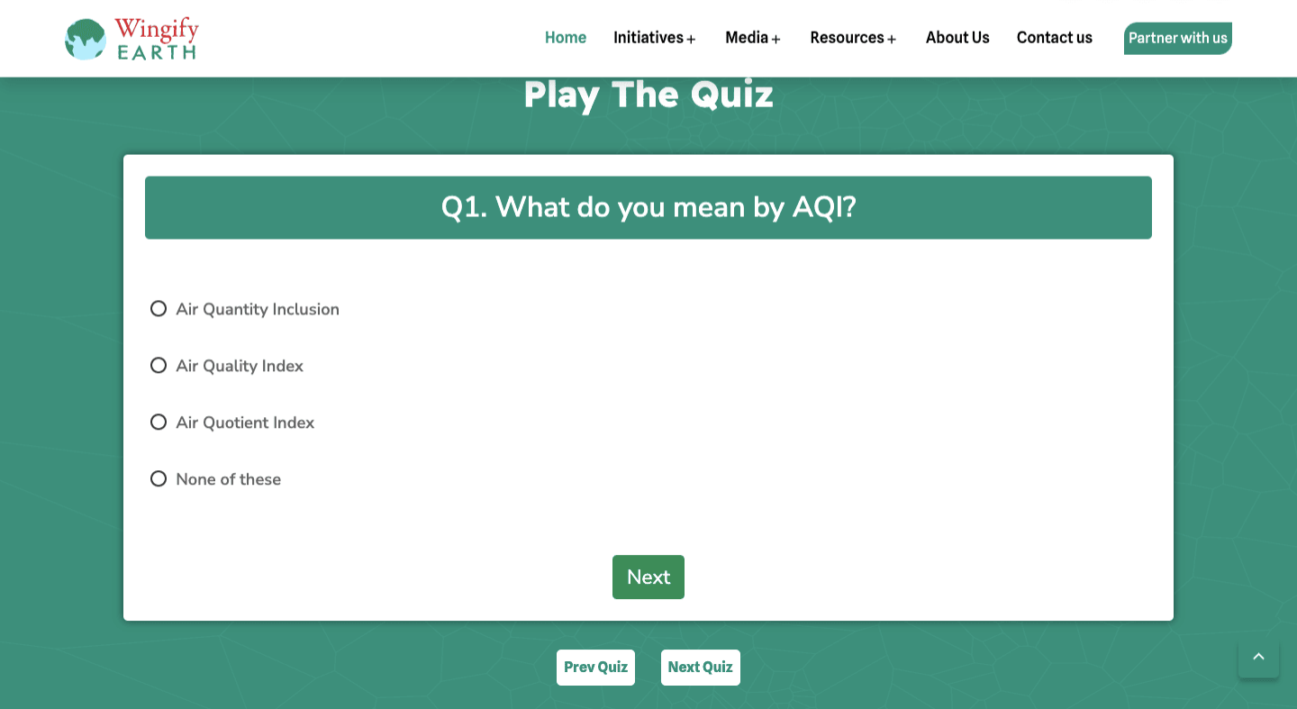 Quizzes on Air Pollution